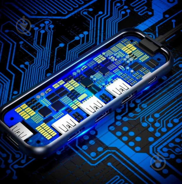 Адаптер BASEUS multi-functional Type-C to 4xUSB 2.0, Deep gray (CAHUB-JZ0G) - фото 9