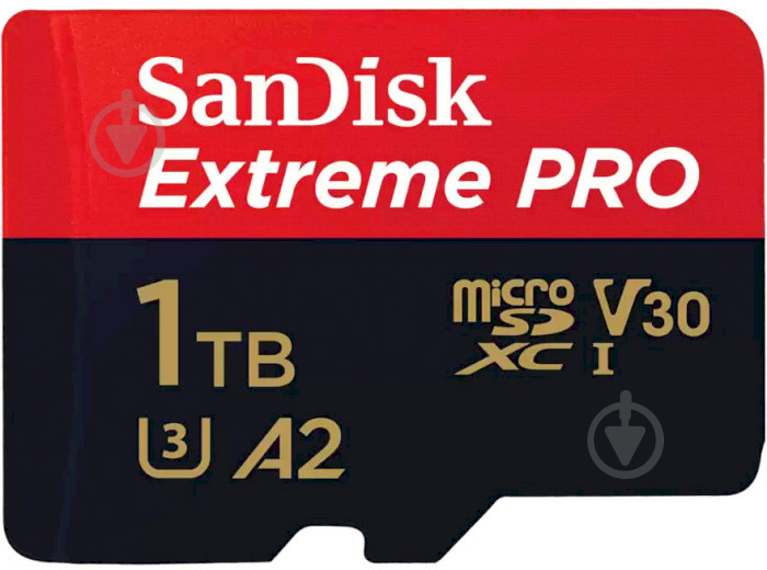 Карта памяти SanDisk microSDXC 1 ТБ UHS-I Class 3 (U3) (SDSQXCD-1T00-GN6MA) Extreme PRO + SD Adapter - фото 1