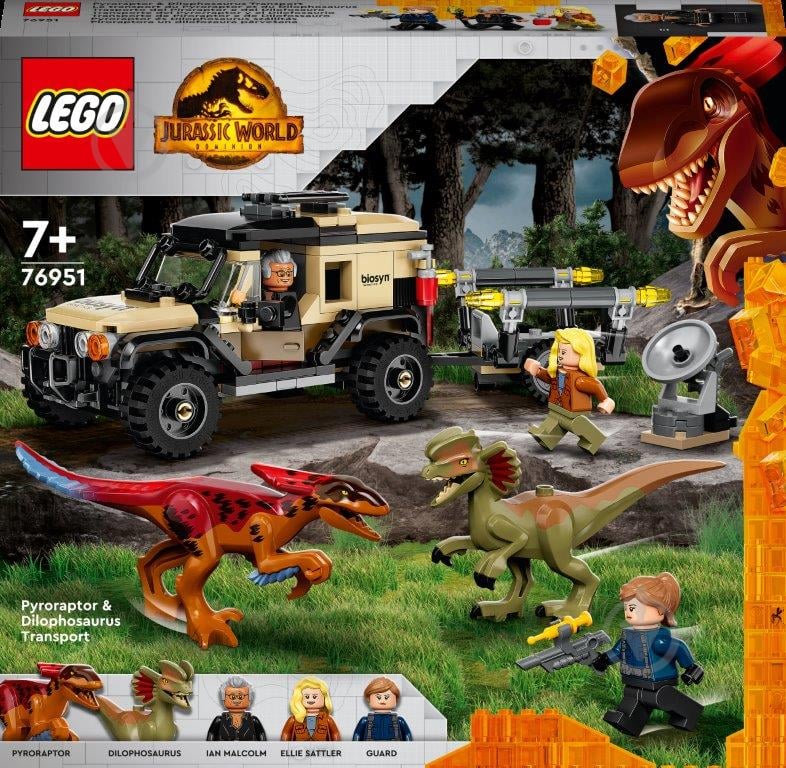 Конструктор LEGO Jurassic World перевозка пирораптора и дилофозавра 76951 - фото 1