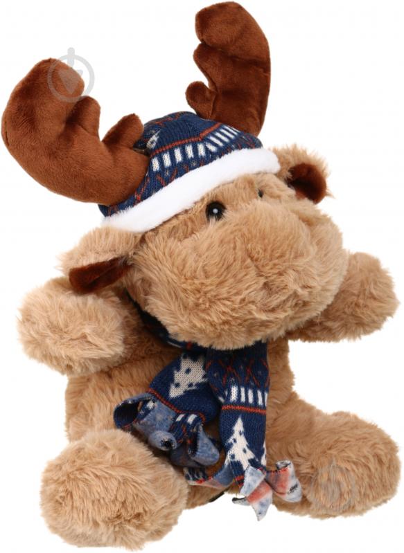 Мягкая игрушка HW плюшевая Рождественская Лось в шарфе бежевый DT180595 - фото 2