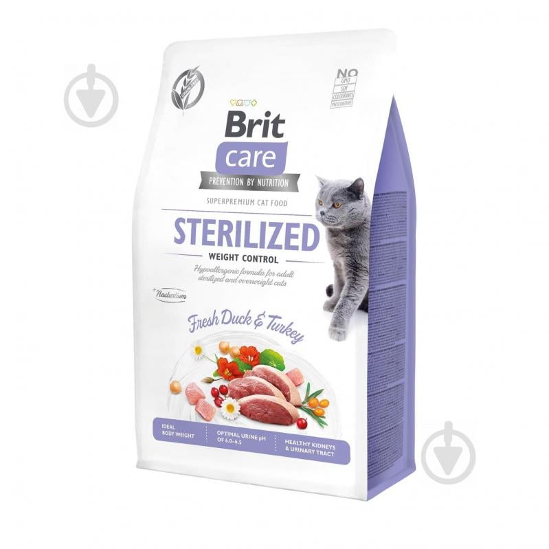 Корм Brit Care Sterilized Weight Control утка и индейка 171295 400 г - фото 1