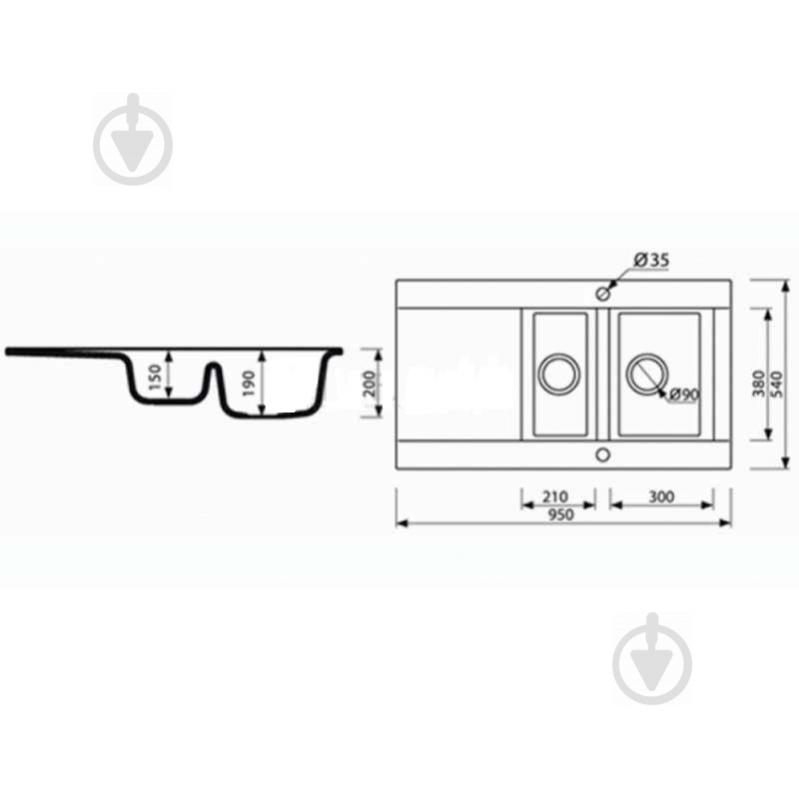 Мийка для кухні Marmorin VOGA I 950 1,5KO - фото 3