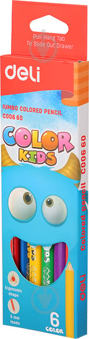 Олівці кольорові Color Kids Jumbo EС00660 6 шт. Deli - фото 1