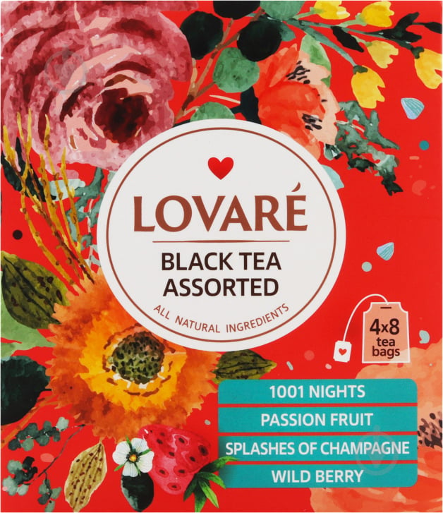 Чай чорний Lovare та зелений пакетований асорті (32x2 г) 32 шт. - фото 1