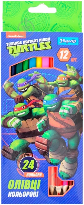 Олівці кольорові Ninja Turtles 12шт./24 кольори 1 вересня - фото 1