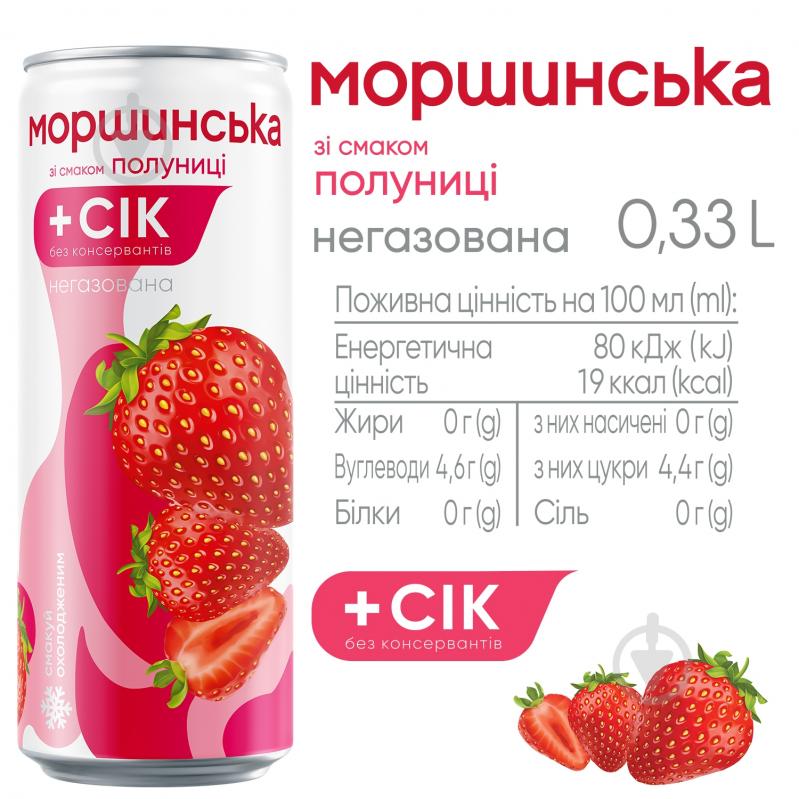 Безалкогольний напій Моршинська зі смаком Полуниці 0,33 л - фото 5 Безалкогольний напій Моршинська зі смаком Полуниці 0,33 л - фото 5