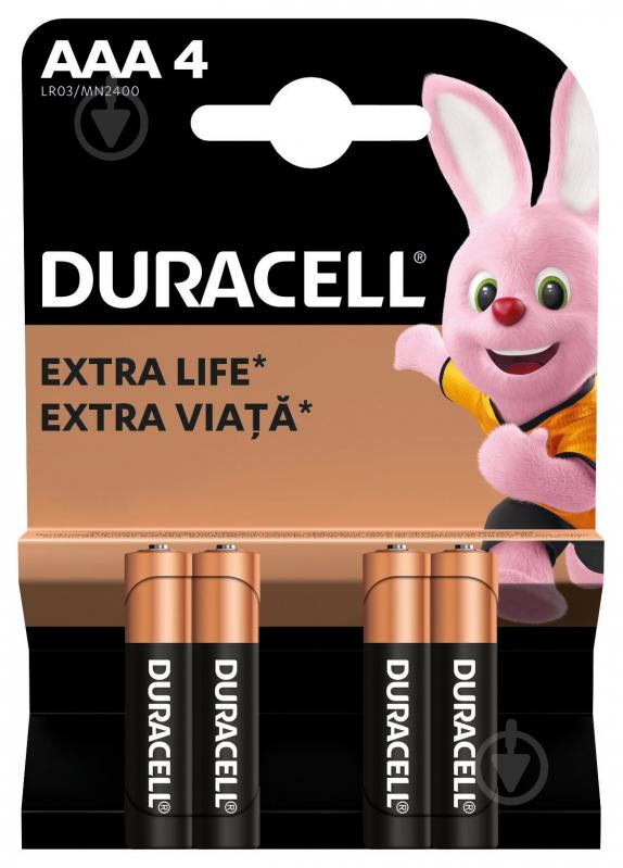 Батарейки лужні Duracell MN2400 AAA (мізинчикові) 4 шт. (81550795) - фото 2