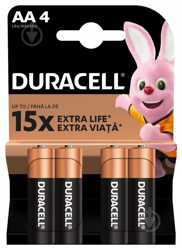 Батарейки лужні Duracell MN1500 AA (пальчикові) 4 шт. - фото 2