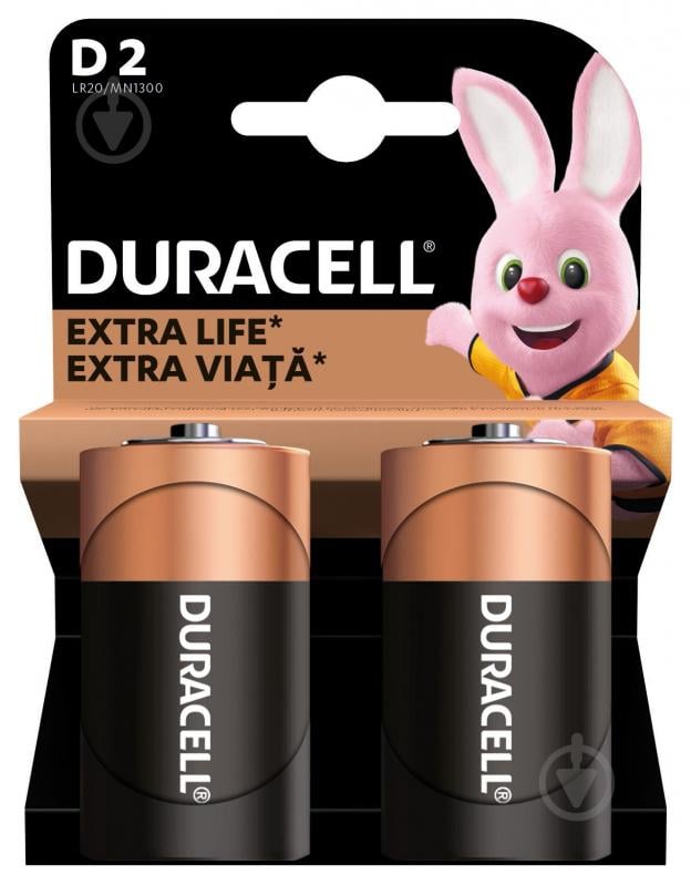 Батарейки лужні Duracell D (R20, 373)/LR20 2 шт. (81545439;Б0014055) - фото 2