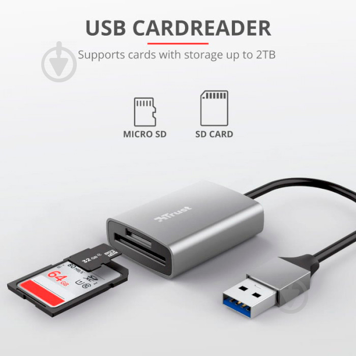 Кардрідер Trust Dalyx Fast USB 3.2 Card reader (24135) - фото 7