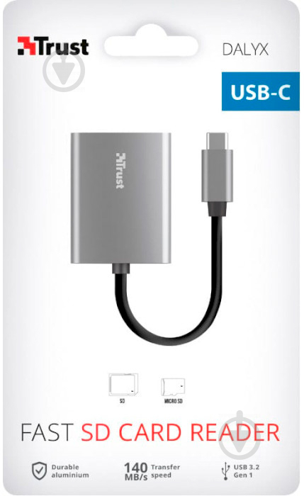 Кардрідер Trust Aluminium USB-C Card Reader USB-C (24136) - фото 5