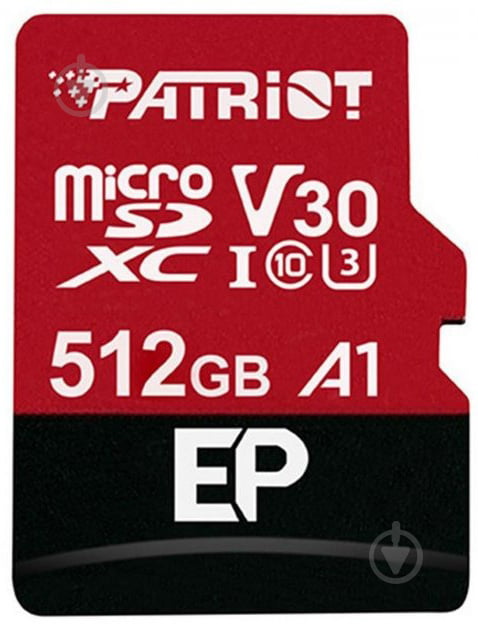 Карта пам'яті Patriot microSDXC 512 ГБ UHS-I Class 3 (U3)Class 10 (PEF512GEP31MCX ) EP A1 + SD-adapter - фото 1