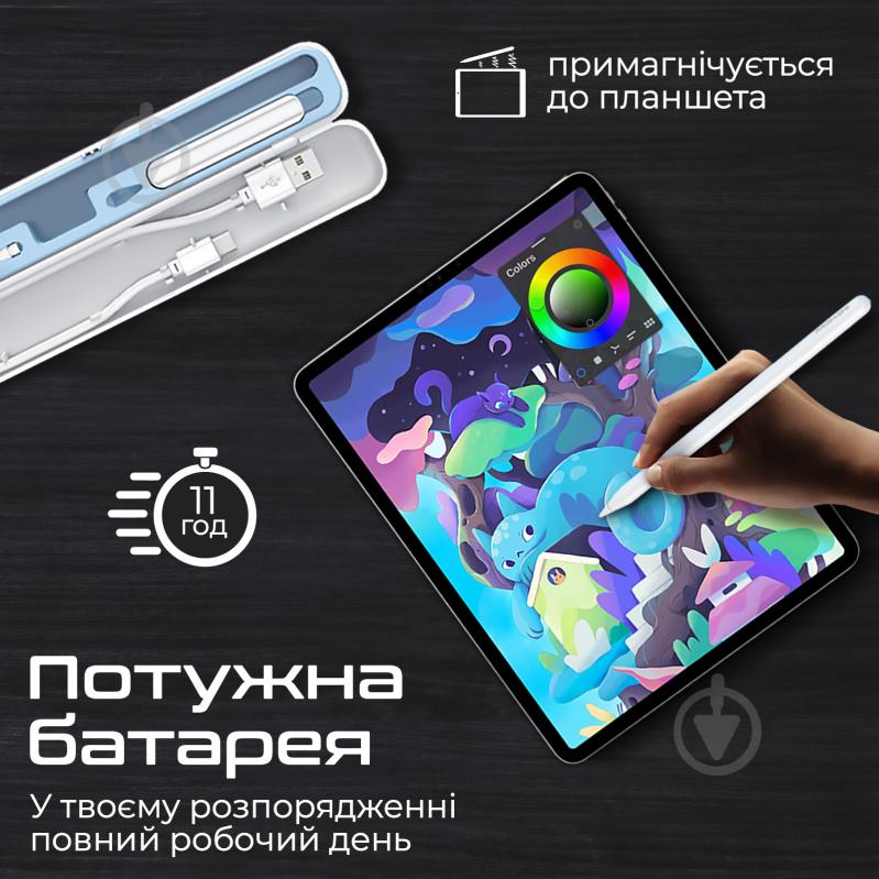 Стилус Promate Quill-2 для iPad White (quill-2.white) - фото 5