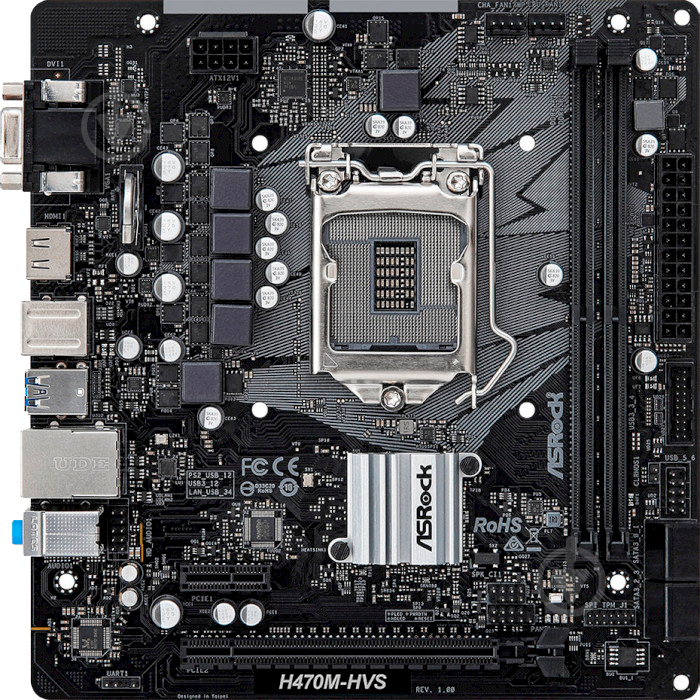 Материнська плата ASRock H470M-HVS (Socket 1200, Intel H470, mini ATX) - фото 1