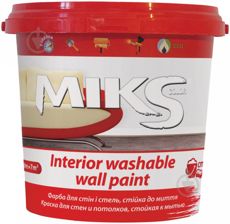 Фарба акрилова водоемульсійна MIKS Color Washable wall мат білий 1 л 1,4 кг - фото 2