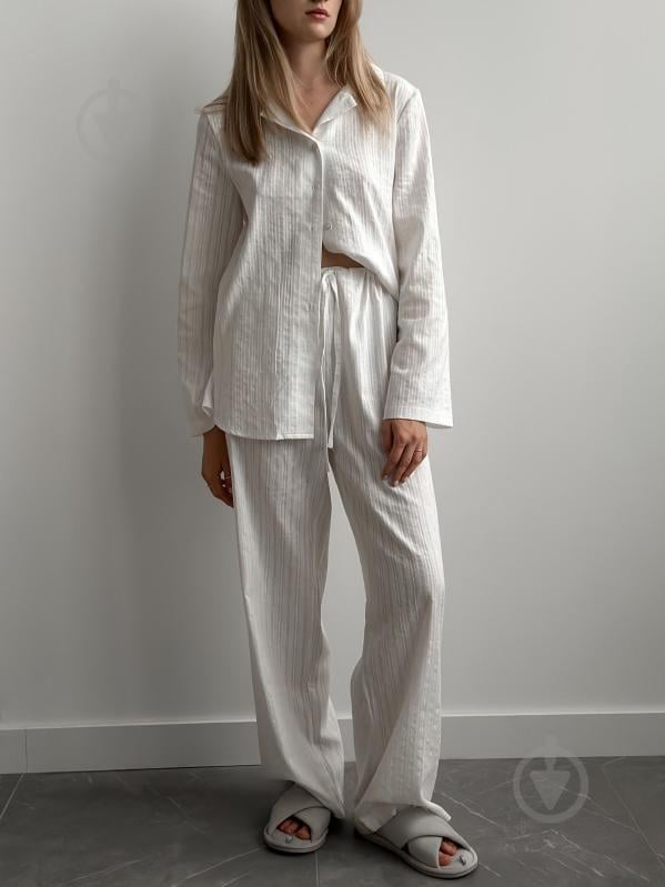 Комплект женский MISO штаны и рубашка р. M белый (13021) - фото 1 Комплект женский MISO штаны и рубашка р. M белый (13021) - фото 1