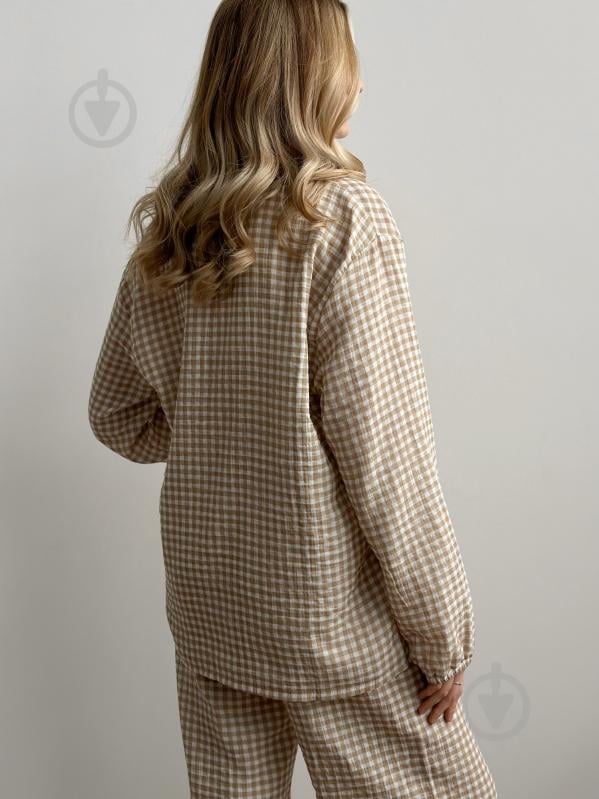 Комплект женский MISO рубашка и штаны р. L коричневый в клетку (14242) - фото 3 Комплект женский MISO рубашка и штаны р. L коричневый в клетку (14242) - фото 3