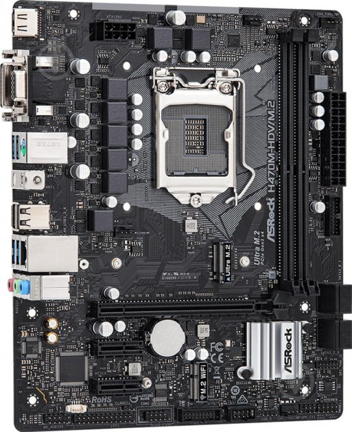 Материнская плата ASRock H470M-HDV/M.2 (Socket 1200, Intel H470, mirco ATX) - фото 3