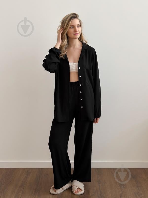 Комплект женский MISO рубашка и штаны р. L черный (14632) - фото 1 Комплект женский MISO рубашка и штаны р. L черный (14632) - фото 1
