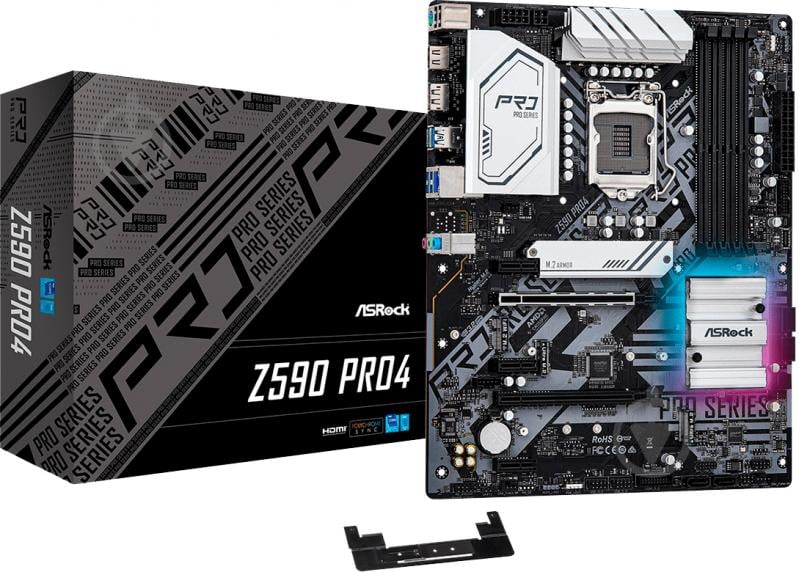 Материнская плата ASRock Z590 Pro4 (Socket 1200, Intel Z590, ATX) - фото 1