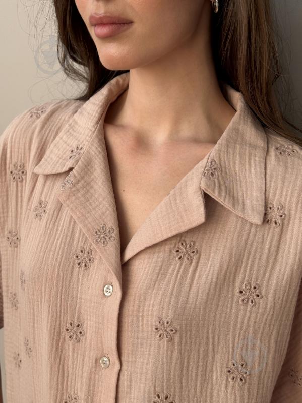 Комплект женский MISO рубашка и шорты р. S бежевый (14302) - фото 2 Комплект женский MISO рубашка и шорты р. S бежевый (14302) - фото 2