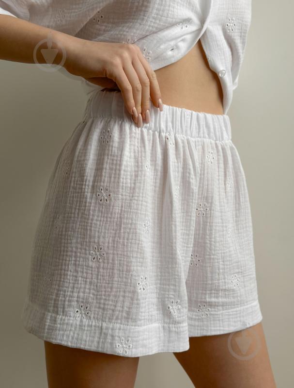 Комплект женский MISO рубашка и шорты р. M молочный (14300) - фото 3 Комплект женский MISO рубашка и шорты р. M молочный (14300) - фото 3