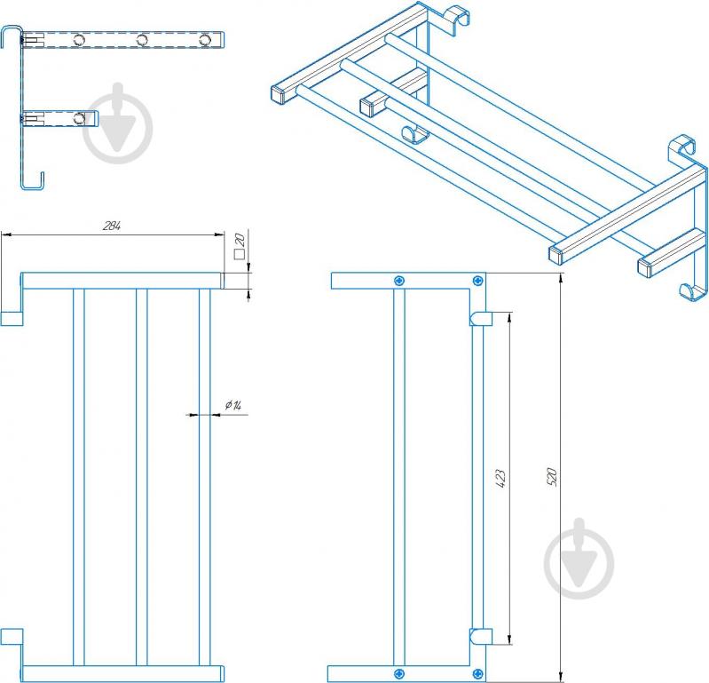 Полка навесная Mario INOX 520х284 (круглая) - фото 5