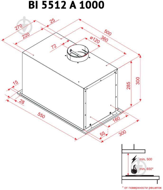 Витяжка Perfelli BI 5512 A 1000 I LED - фото 5