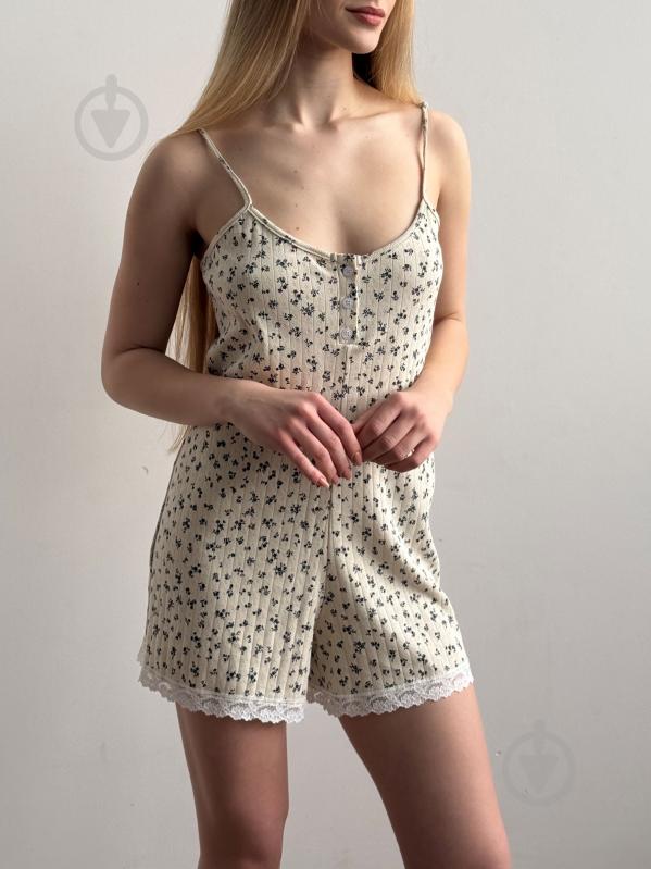 Комбінезон MISO з мереживом р. M молочний із синім (15055) - фото 1 Комбінезон MISO з мереживом р. M молочний із синім (15055) - фото 1