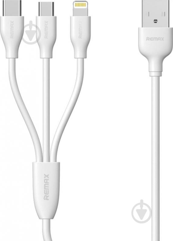Кабель USB Type-C + microUSB + Apple Lightning – USB 1 м белый (RC-109TH-WHITE) 3in1 Data/Charge - фото 1