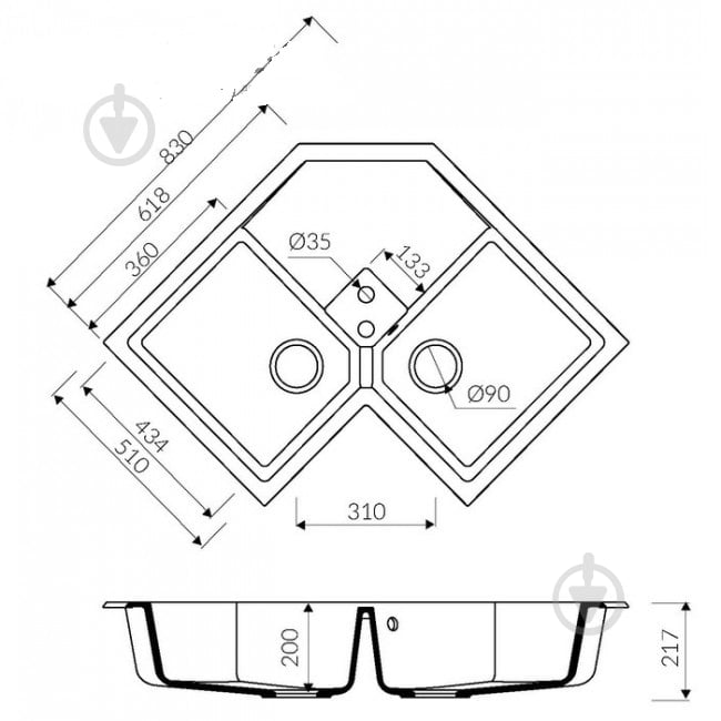 Мойка для кухни Marmorin DEBRA 830 2KON - фото 3