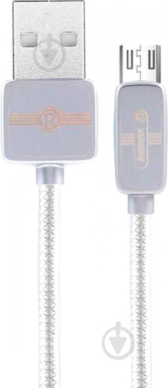 Кабель USB – microUSB 1 м серебряный (RC-098M-SILVER) Regor Data Cable - фото 1
