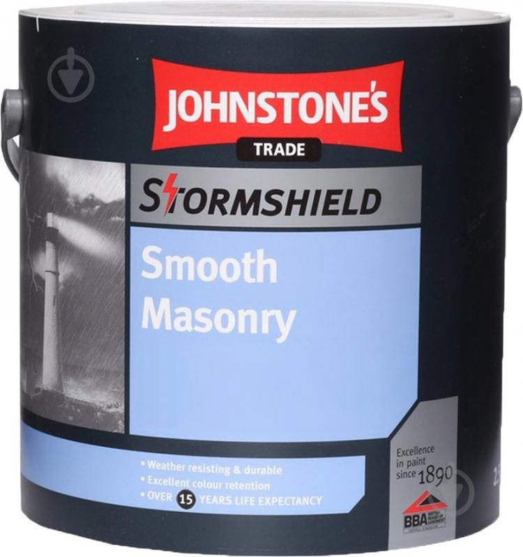 Фарба акрилова водоемульсійна Johnstone's Smooth Masonry Finish мат білий 2,5 л - фото 1