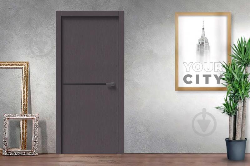 Дверне полотно IN WOOD ET-02 ПГ із молдингом і чорною кромкою ПВХ 600 мм дуб шато графіт - фото 2