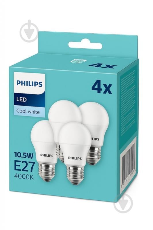 Лампа світлодіодна Philips 4 шт. 10,5 Вт A60 E27 220 В 929002306604 - фото 1