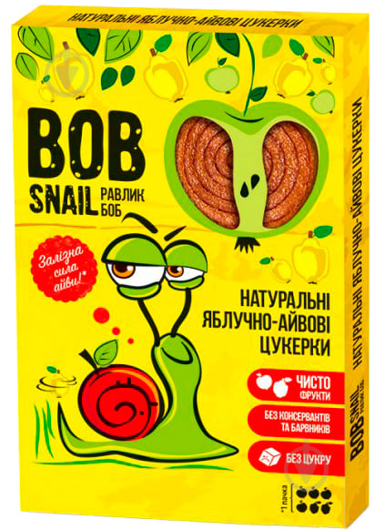 Конфеты BobSnail натуральные яблочные 60 г (Равлик Боб) (4820162520323) - фото 1