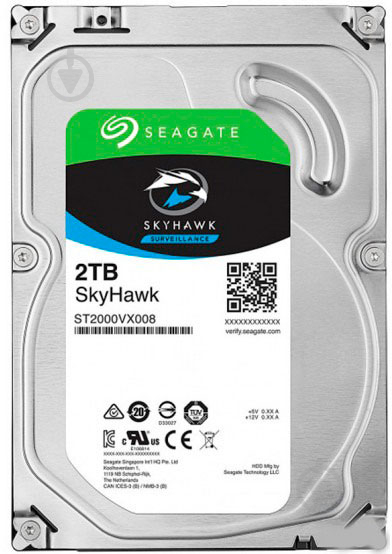 Жесткий диск Seagate SkyHawk 2 ТБ 3,5" SATA III (ST2000VX008) steel - фото 2