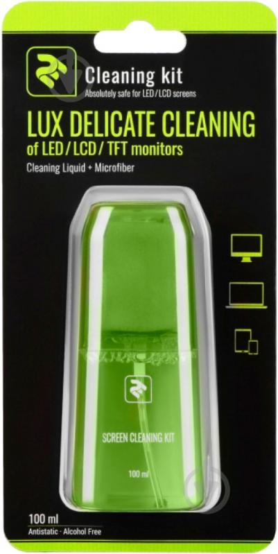 Набір для чищення 2E LUX CLEAN Liquid для LED / LCD + серветка Green 100 мл (2E-SKTR100LGR) - фото 1