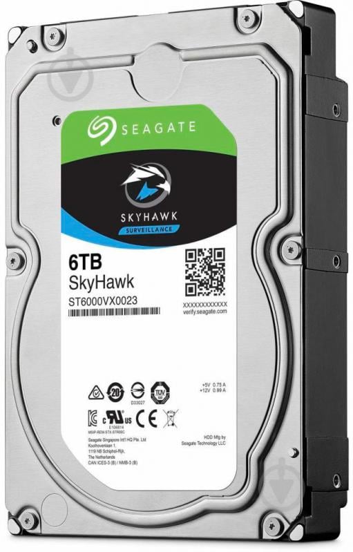 Жорсткий диск Seagate SkyHawk 6 ТБ 3,5" SATA III (ST6000VX001) steel - фото 1