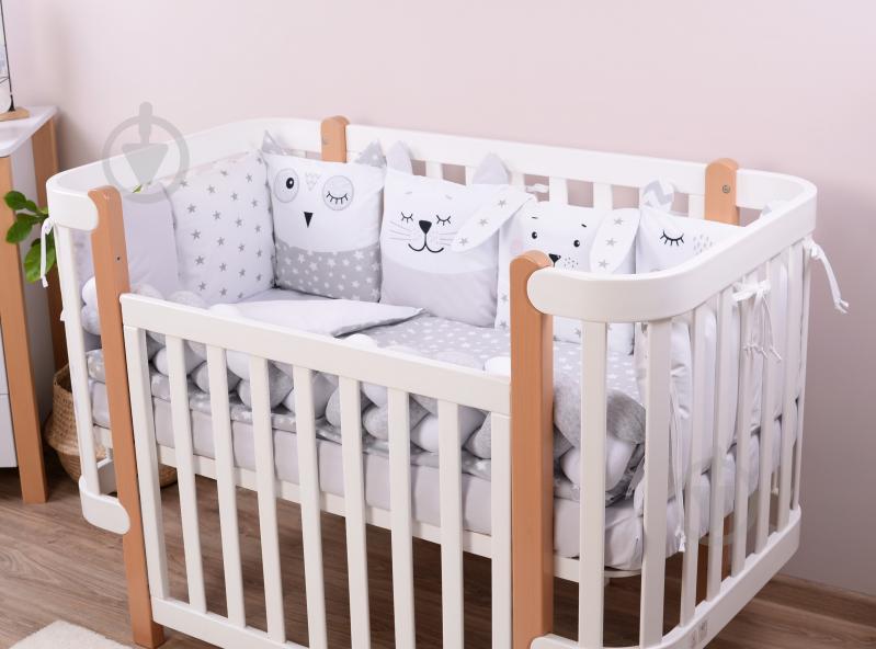 Комплект для детской кроватки Baby Veres Smiling Animals (6 единиц) серый с белым - фото 1