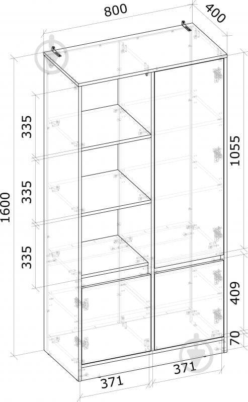 Шафа-пенал Грейд відкрита Ален 1600х800х400 мм графіт - фото 2