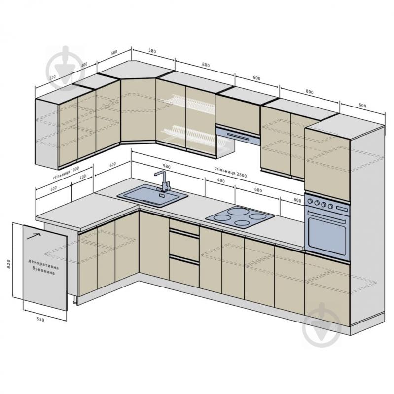 Кухня Альбина (VIIА3) белый ДСП 1,6 мx3,4 м - фото 4