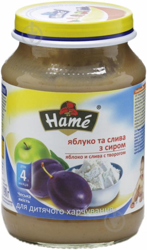 Пюре Hame Яблуко та слива з сиром 190 г 8595139780524 - фото 1