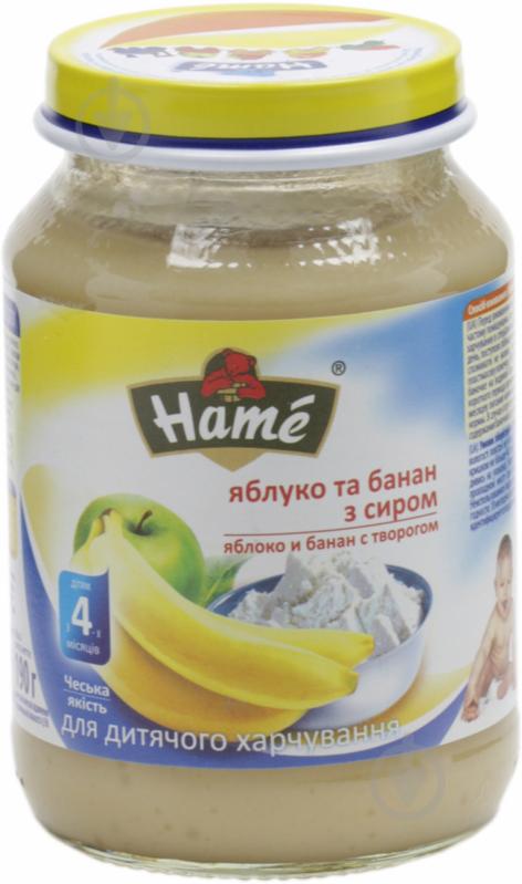 Пюре Hame Яблуко та банан з сиром 190 г 8595139780531 - фото 1