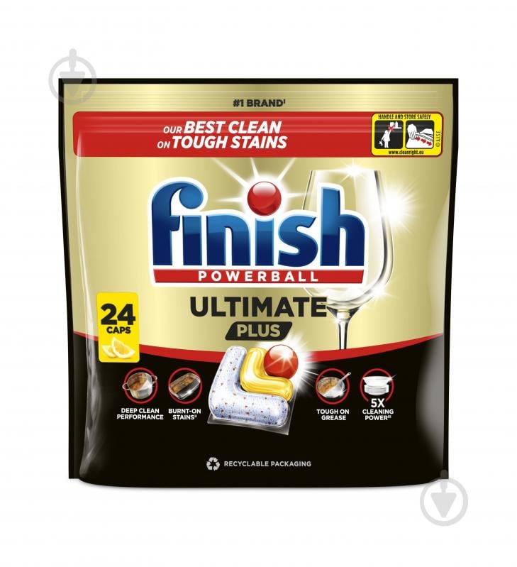 Капсулы для посудомоечных машин Finish Ultimate Plus Лимон 24 шт. - фото 1