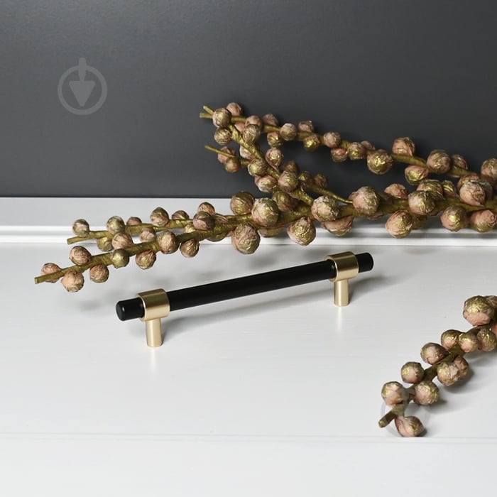 Меблева ручка скоба Kerron 128 мм S-3411-128 MBN-MGN чорний/золото - фото 3 Меблева ручка скоба Kerron 128 мм S-3411-128 MBN-MGN чорний/золото - фото 3