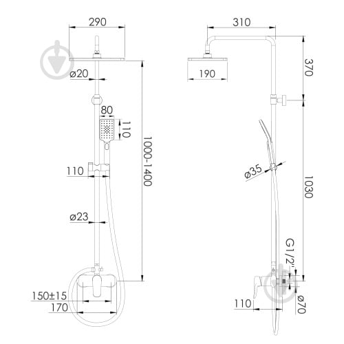 Душевая система Imprese KVET t030S07210SQ - фото 6