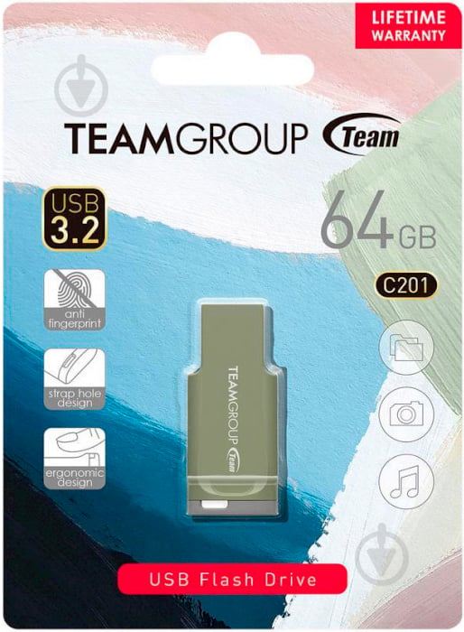 Флеш-память Team Group C201 TC201364GG01 64 ГБ USB 3.2 green (TC201364GG01) - фото 6