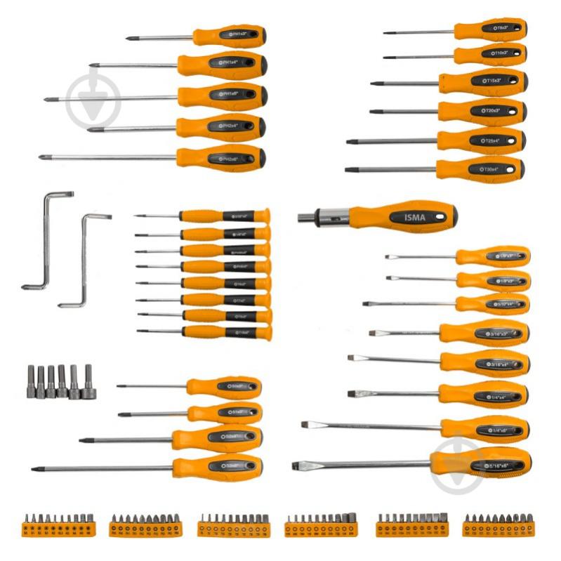 Набор отверток ISMA отверток и бит на пластиковом стенде IS-10100 - фото 2