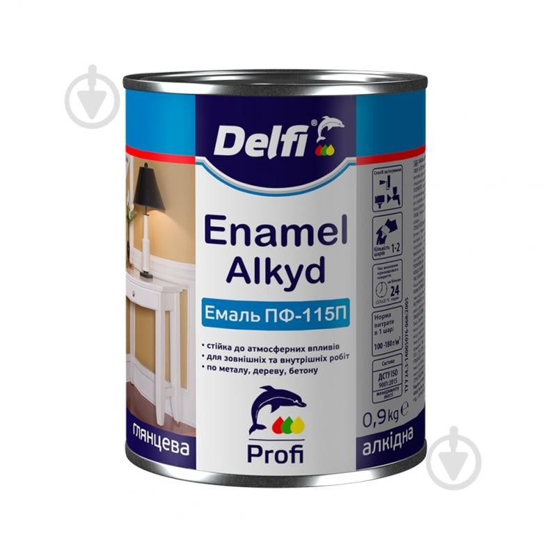 Эмаль Delfi алкидная ПФ-115П красная глянец 0,9 кг - фото 1